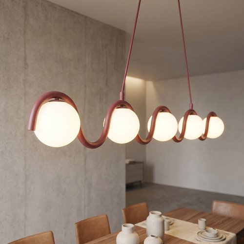 Lampa wisząca SINUS 5 BURGUNDY OPAL nowoczesna, metal
