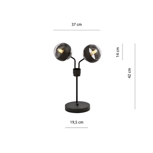 Lampka nocna NOVA LN2 BL/STRIPE klosze czarna/transparent
