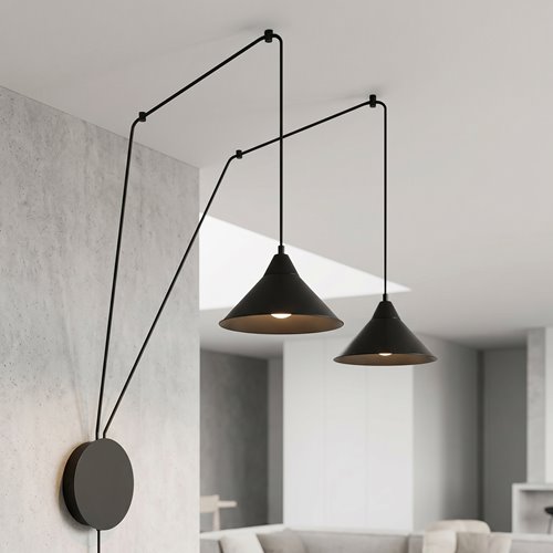 Lampa wisząca ABRAMO 2 BLACK nowoczesna, loft, czarna
