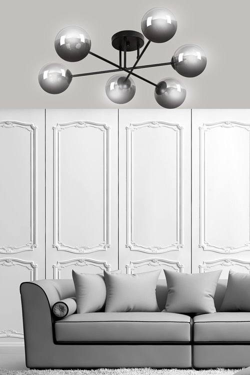 Lampa sufitowa BRENDI 6B BL GRAFIT loft klosze grafit czarna