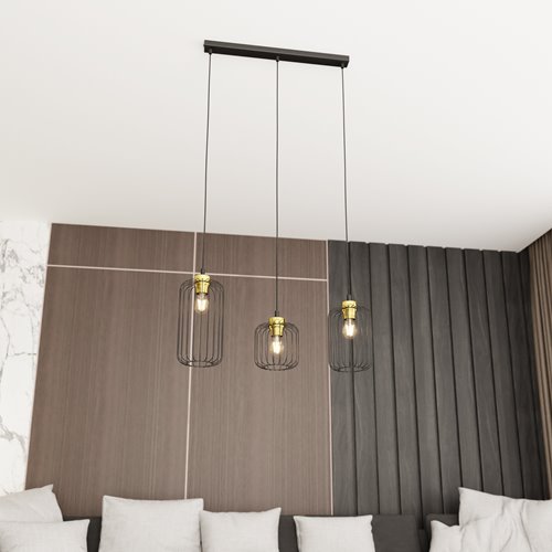 Lampa wisząca VANDER 3 BL GOLD loft nowoczesna czarno/złota