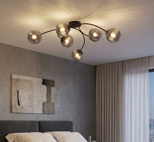 Lampa sufitowa VIBRA 6 BL GRAFIT plafon, klosz grafit czarny