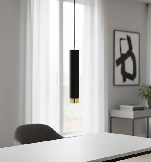 Lampa wisząca KIBO 1 BL/GOLD nowoczesna, tuby, biały, złoty