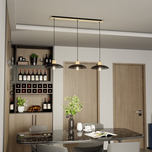Lampa wisząca KOBE 3 BLACK unikatowy, japandi, skandynawski