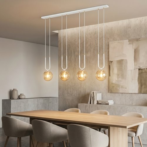 Lampa wisząca GLAM 4 WH/MIODOWY biała/bursztyn/złota