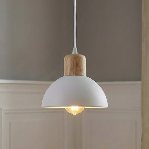 Lampa wisząca SECO 1 WH, loft, biały, drewno