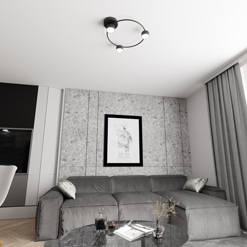 Lampa sufitowa LUCIO 3 BL BLACK plafon, czarna, metal, loft