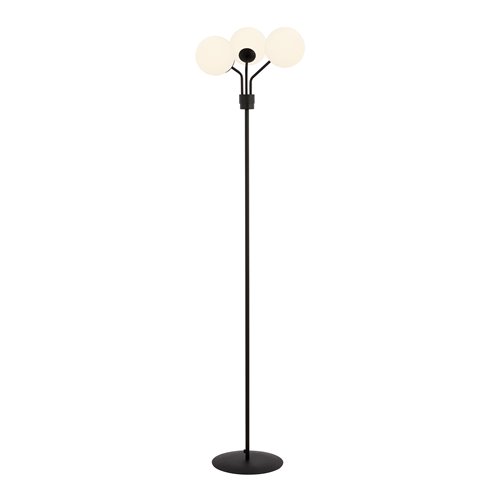 Lampa podłogowa NOVA LP3 BL/OPAL klosze kule czarna/biała