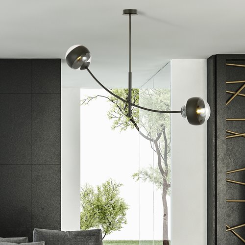 Lampa sufitowa HUNTER 2 BLACK/STRIPE czarna/transparent