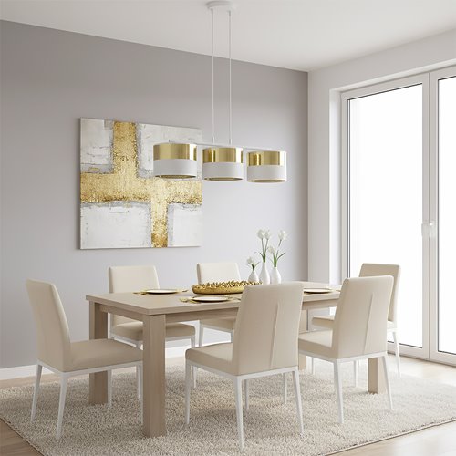Lampa wisząca LUX 3 WH GOLD abażur, biały, złoty