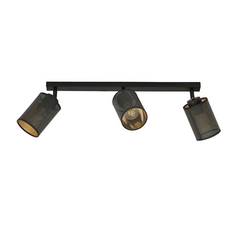 Lampa sufitowa BRONX 3 BLACK nowoczesna, abażur czarno/złoty