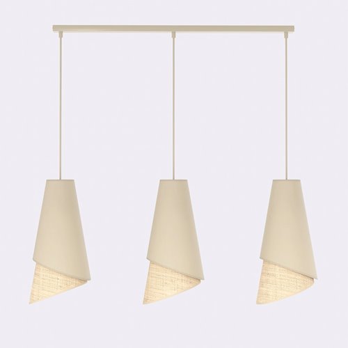 Lampa wisząca MODA 3 MO RATTAN nowoczesna, beżowa, abażur