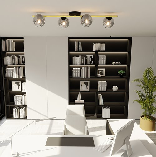 Lampa sufitowa SPLENDI 4 BL GRAFI plafon czarna/złota/grafit