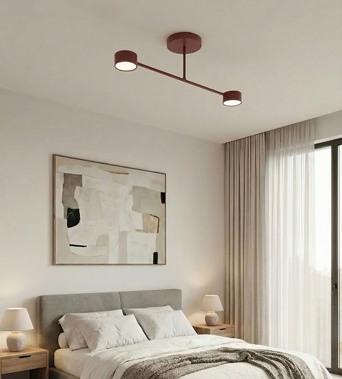 Lampa sufitowa HALO 2 BURGUNDY minimalistyczna, metal