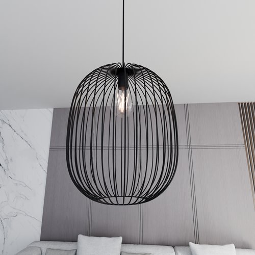 Lampa wisząca ONYX 1 BL loft, druciak, regulowana, czarna