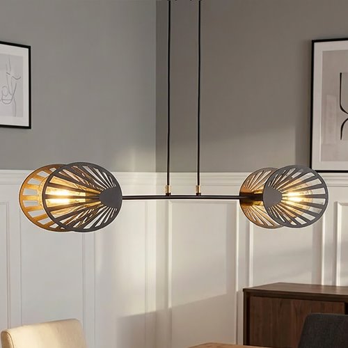 Lampa wisząca PLAYA 2 BLACK nowoczesna, czarno/złota