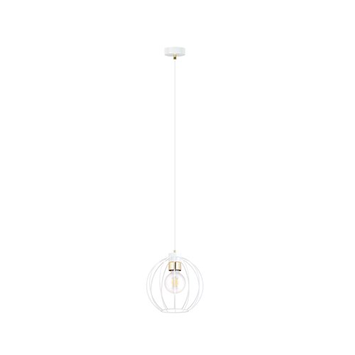 Lampa wisząca GINO 1 WHITE/GOLD druciana kula biało/złota