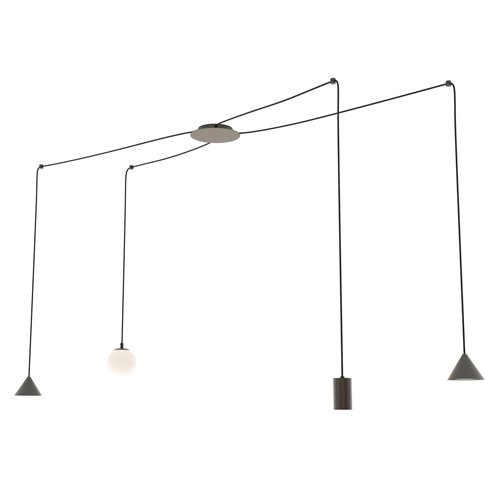 Lampa wisząca FUJI 4 BLACK designerska, pająk, czarna