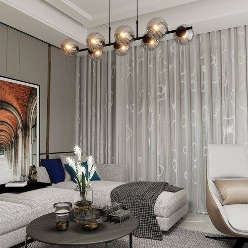 Lampa wisząca RORY 8 BLACK/GRAFIT loft, czarna, klosz