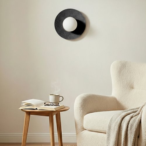 Kinkiet CALMA S K1 BLACK nowoczesny, klosz, filc, czarny