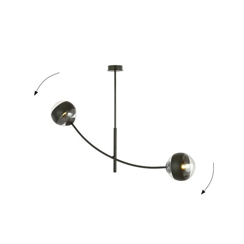 Lampa sufitowa HUNTER 2 BLACK/STRIPE czarna/transparent