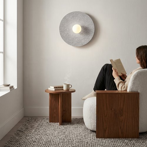 Kinkiet CALMA L K1 GRAY nowoczesny, klosz, filc, szary