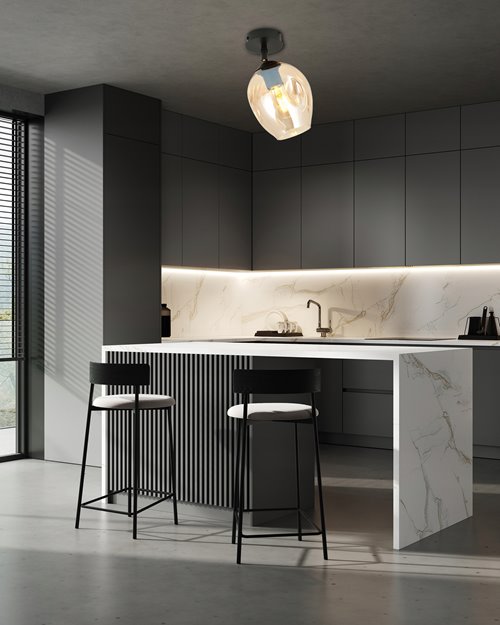 Lampa sufitowa FLOW 1 BL MIODOWY loft klosz czarna bursztyn