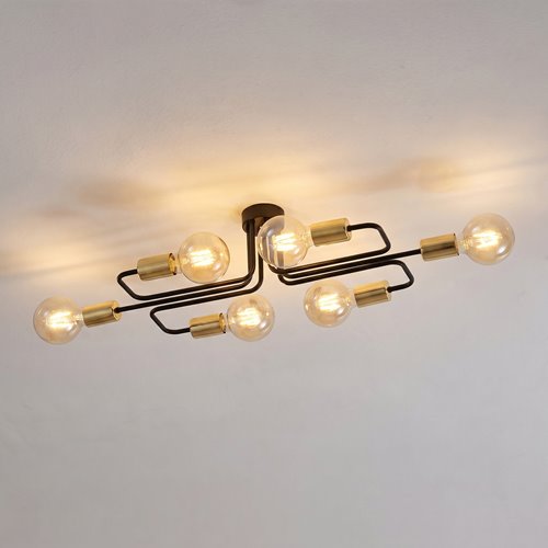 Lampa sufitowa VEKEN 6A GOLD plafon loft czarny/złoty