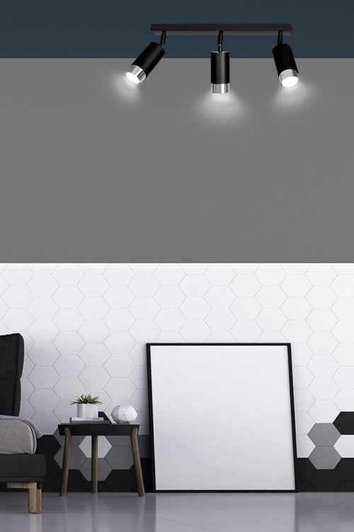 Lampa sufitowa HIRO 3 BL/CHROME tuby, metal, czarny/chrom