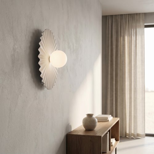 Kinkiet UMBRA L K1 WHITE OPAL nowoczesny, biały, metal, fala