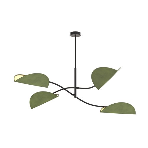 Lampa sufitowa LOTUS 4 BL GREEN abażury, czarna, zielona