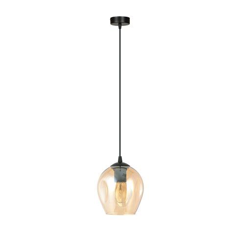 Lampa wisząca ISTAR 1 BL MIODOWY loft klosz bursztyn czarna