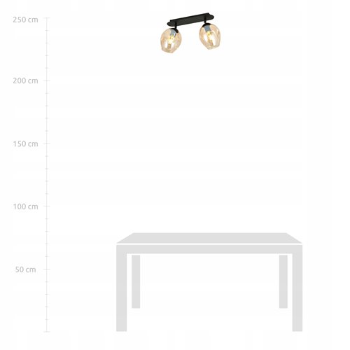 Lampa sufitowa FLOW 2 BL MIODOWY loft klosz czarna bursztyn