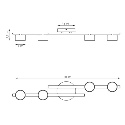 Lampa sufitowa FRAGMENT 4 MOKKA loft, beżowa, metal