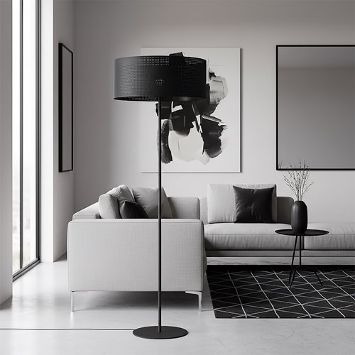 Lampa podłogowa LUX LP1 BLACK klasyczna, czarna, abażur