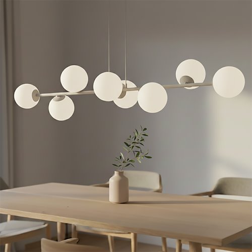 Lampa wisząca MAGNUS 8 MOKKA OPAL nowoczesna, klosz, beżowa