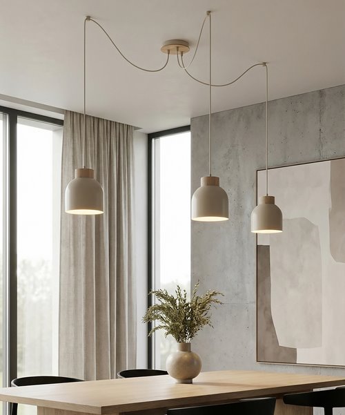 Lampa wisząca KRU 3 MOKKA nowoczesna, beżowa, metal, pająk