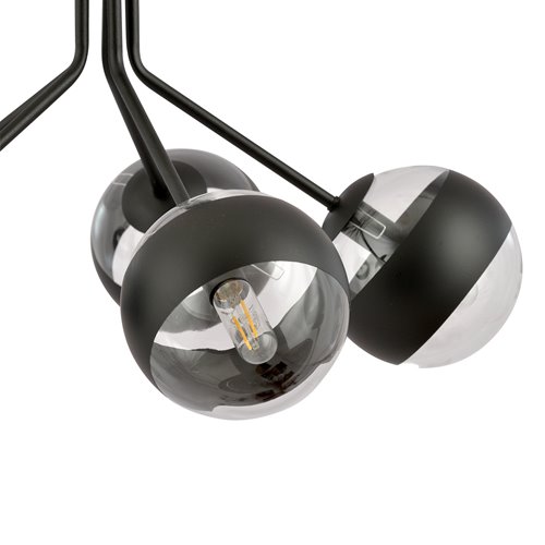 Lampa wisząca NOVA 5 BL/STRIPE klosze czarna/transparent