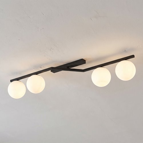 Lampa sufitowa NATON 4 BL OPAL plafon, czarna, metal