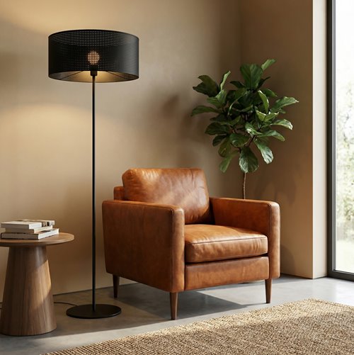 Lampa podłogowa LUX LP1 BLACK klasyczna, czarna, abażur