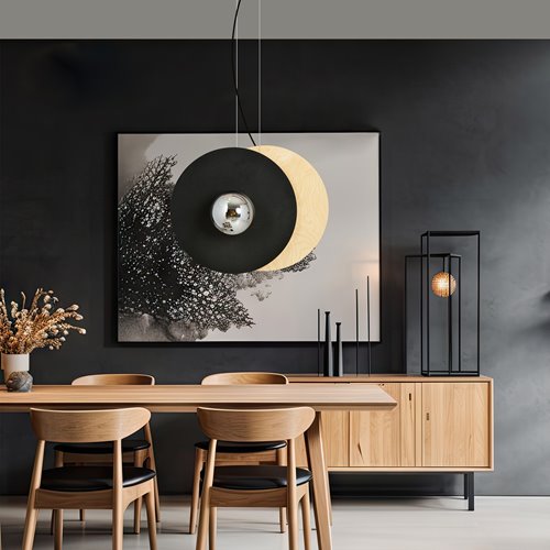 Lampa wisząca SOHO 2 BL GRAFIT designerska, drewno, klosze