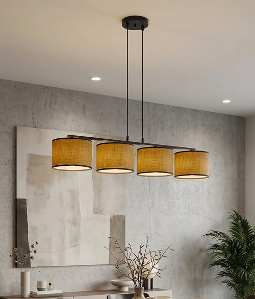 Lampa wisząca ECO 4 BL BROWN klasyczna, abażur, brązowa