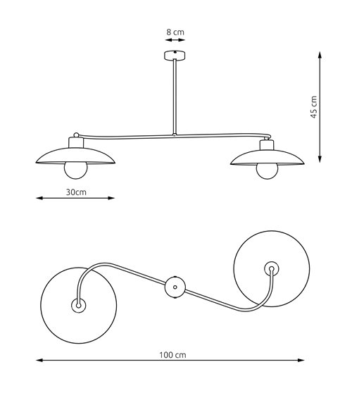 Żyrandol FOSTER 2 BLACK nowoczesny, unikatowy, czarny, metal