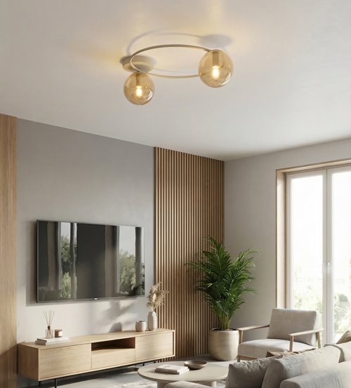 Lampa sufitowa SOPRA 2 MOKKA AMBER plafon klosze beżowa