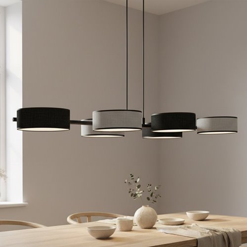Lampa wisząca DRUMZ 6 MIX2 nowoczesna, szara, abażury