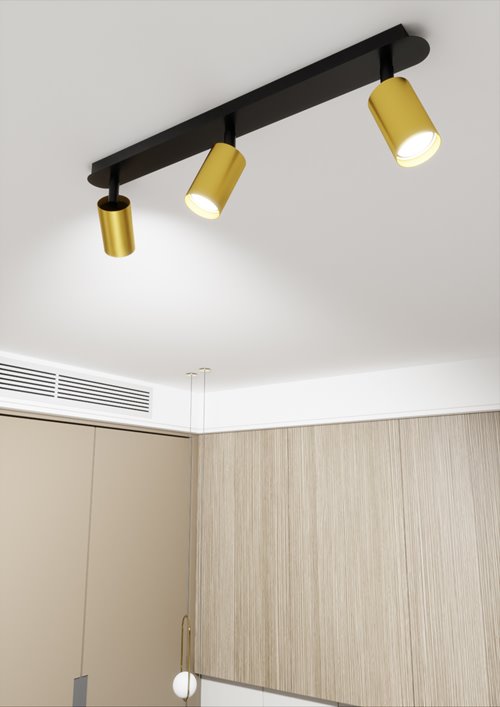 Lampa sufitowa ZEN 3 BLACK minimalistyczna tuba czarno/złota