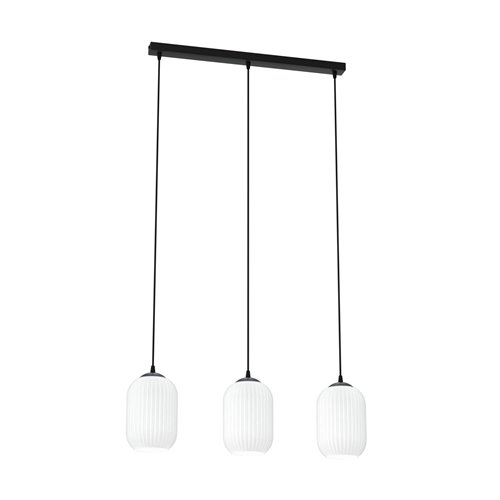 Lampa wisząca VERDI 3 BL OPAL duży klosz, biały, czarna