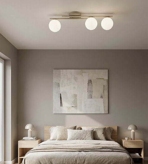 Lampa sufitowa KAIRO 3 MOKKA OPAL plafon, klosz, beżowa