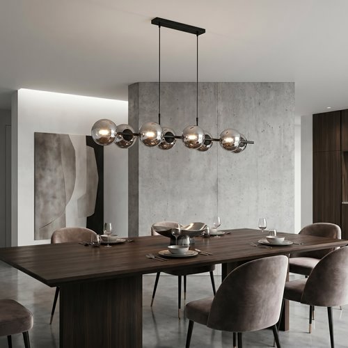 Lampa wisząca RORY 8 BLACK/GRAFIT loft, czarna, klosz