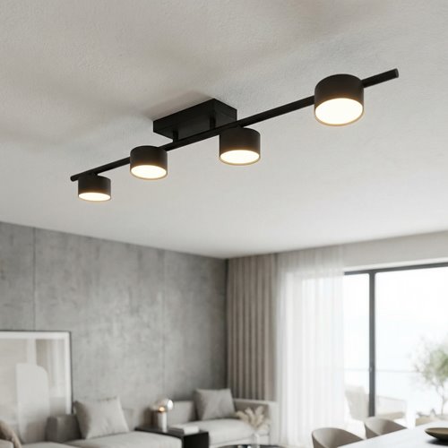 Lampa sufitowa BET 4 BL BLACK plafon, czarna, metal, loft